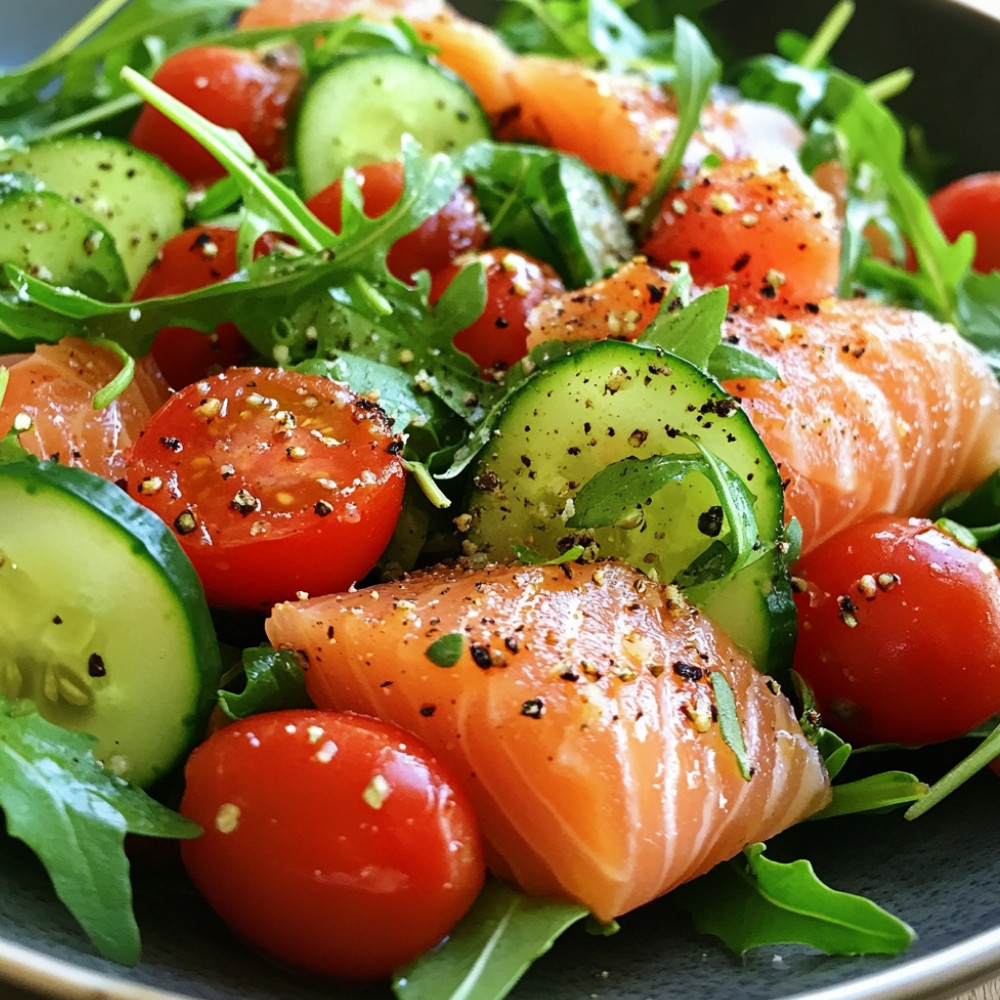 Salade au saumon fumé à partager