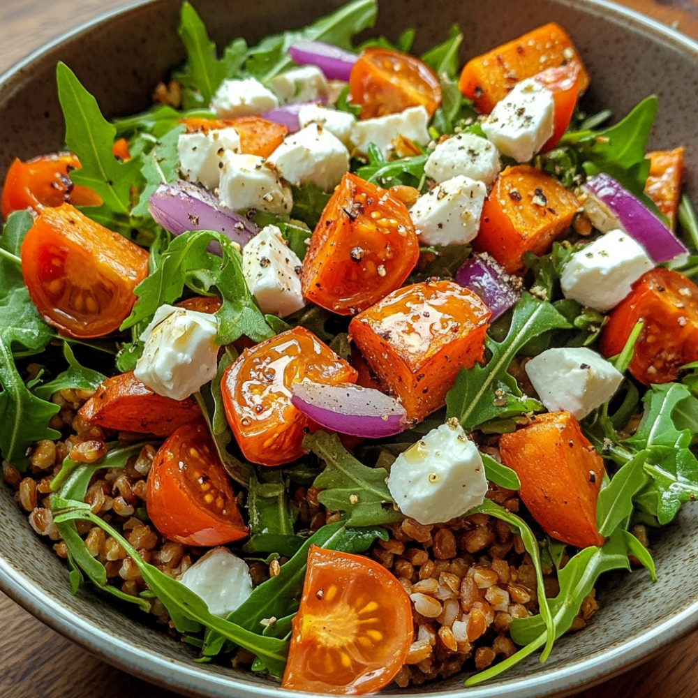 Salade d'épeautre aux patates douces rôties