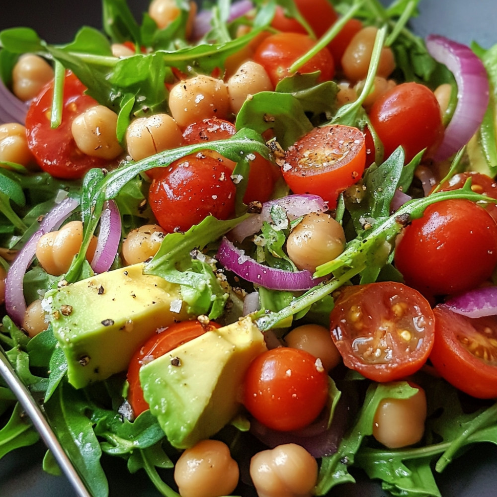 Salade roquette avocat pois chiches