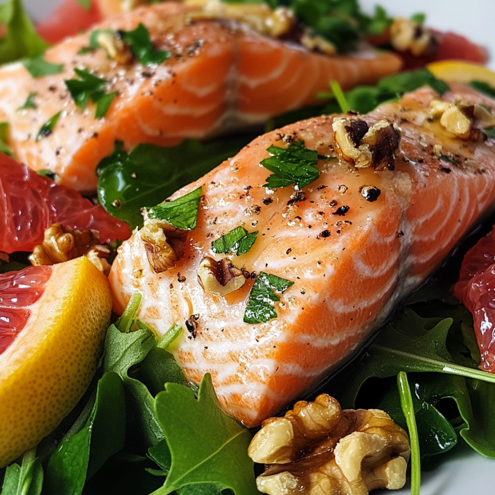 Saumon rôti au four et salade de pamplemousse