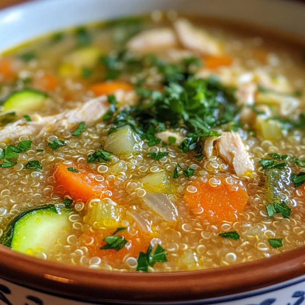 Soupe au poulet et quinoa gourmet