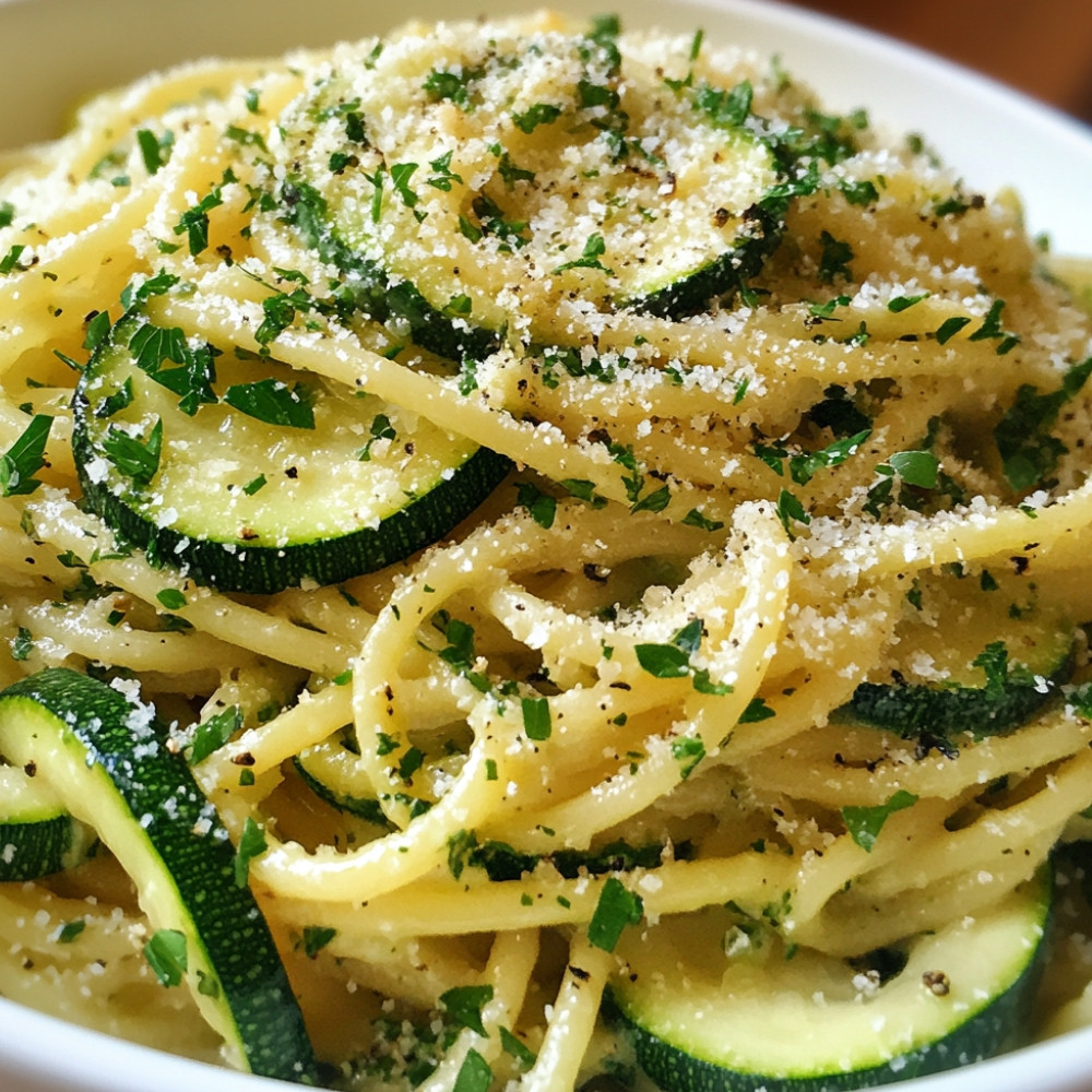 Spaghettis à la crème de courgette