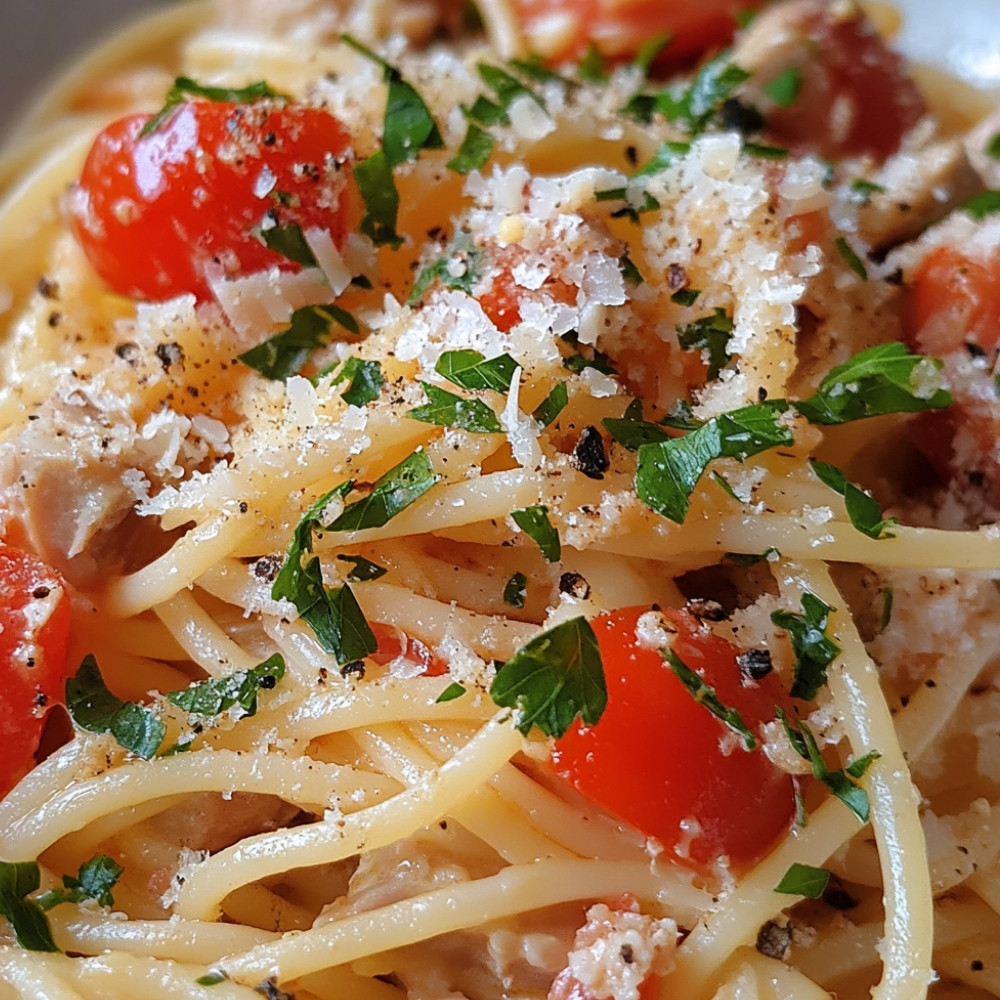 Spaghettis au thon et tomates