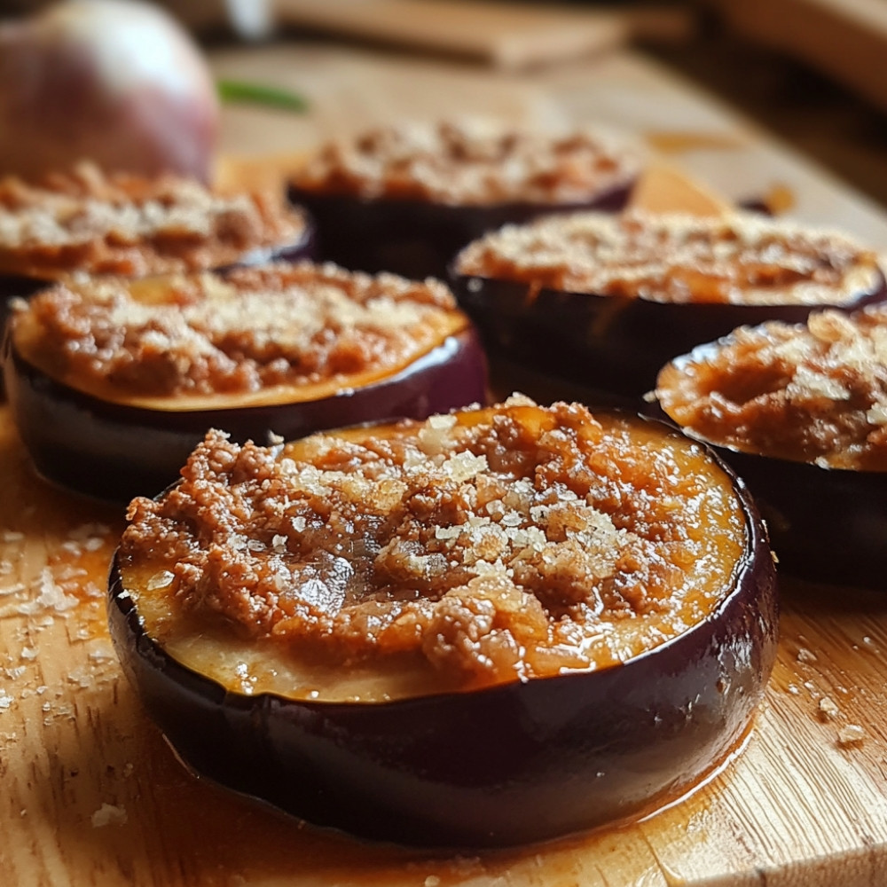 Timbale d'aubergines à la viande hachée et sauce tomate