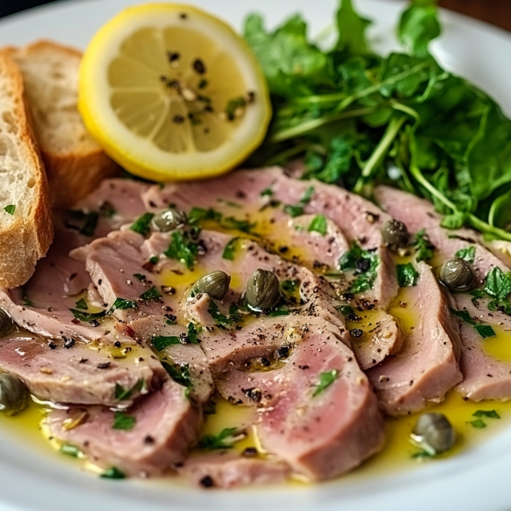 Vitello tonnato, câpres et croûtons