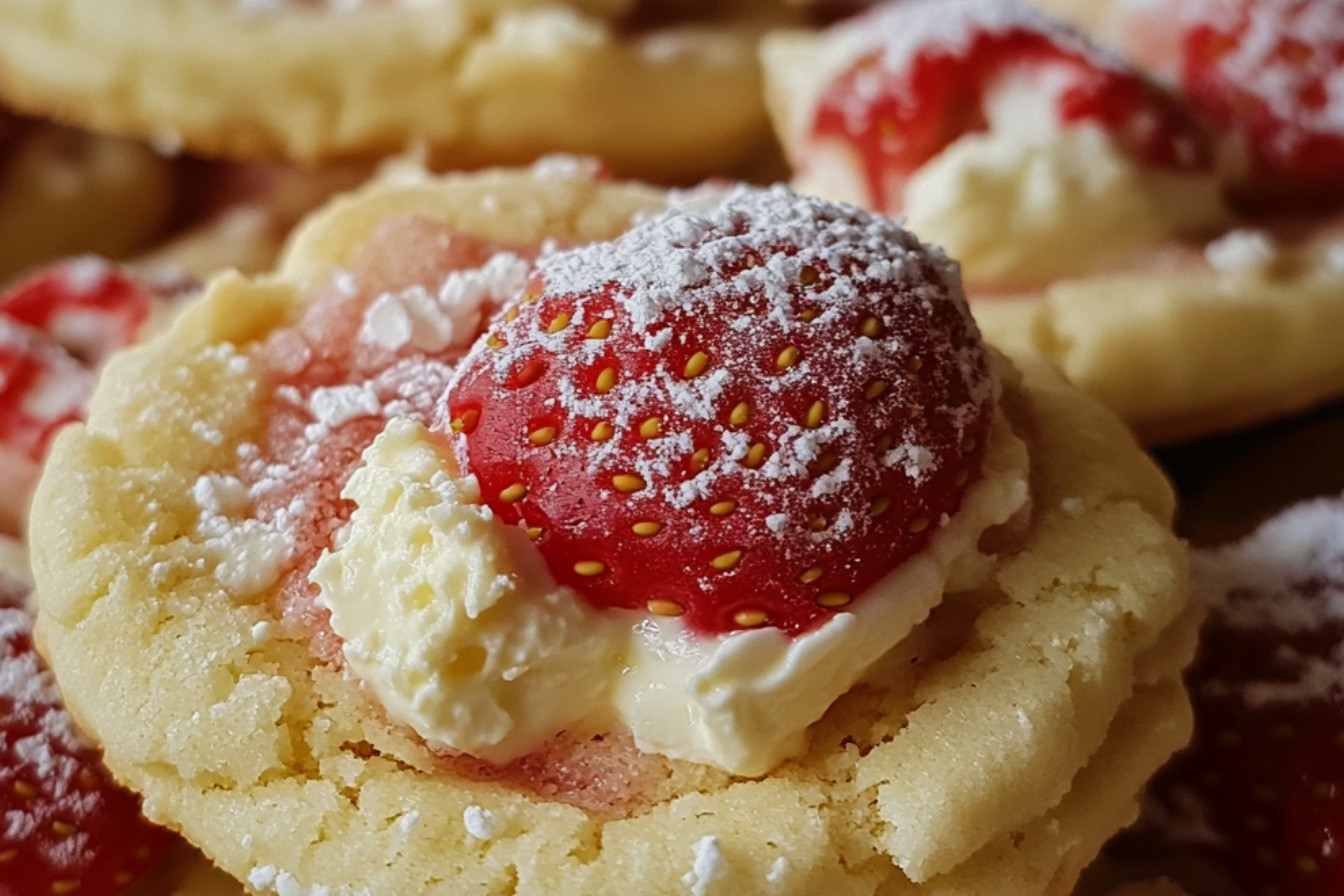 Biscuit aux fraises avec mascarpone et chocolat blanc