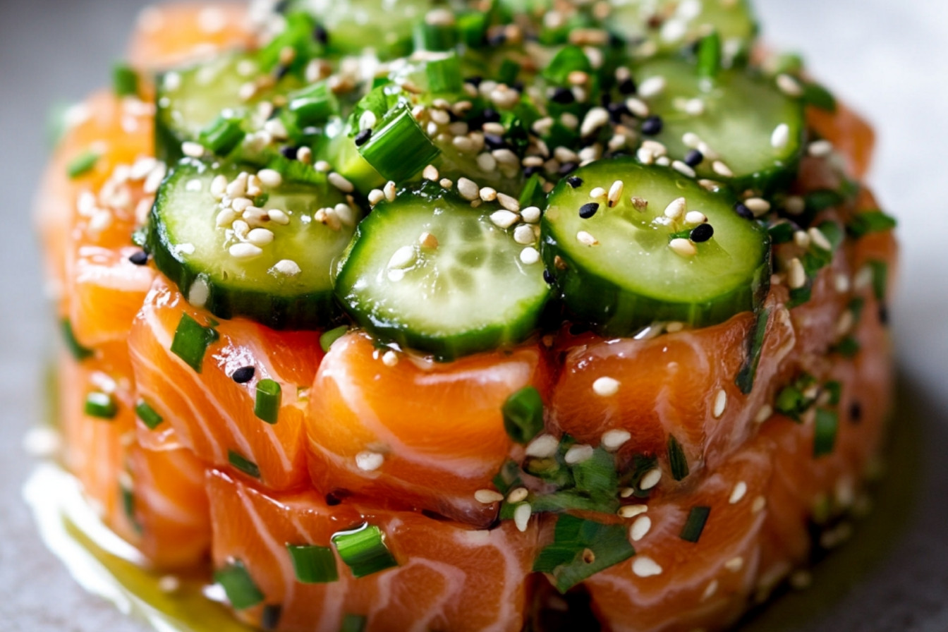 Bouchées de tartare de saumon et relish