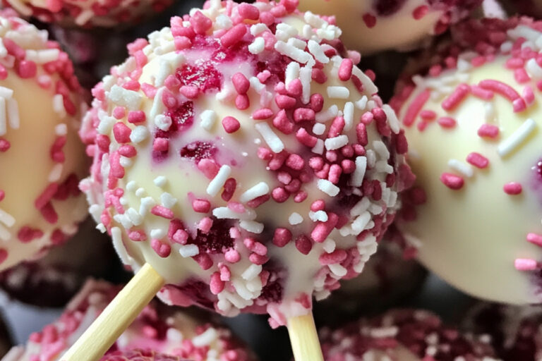 Cake pops au fromage et framboises