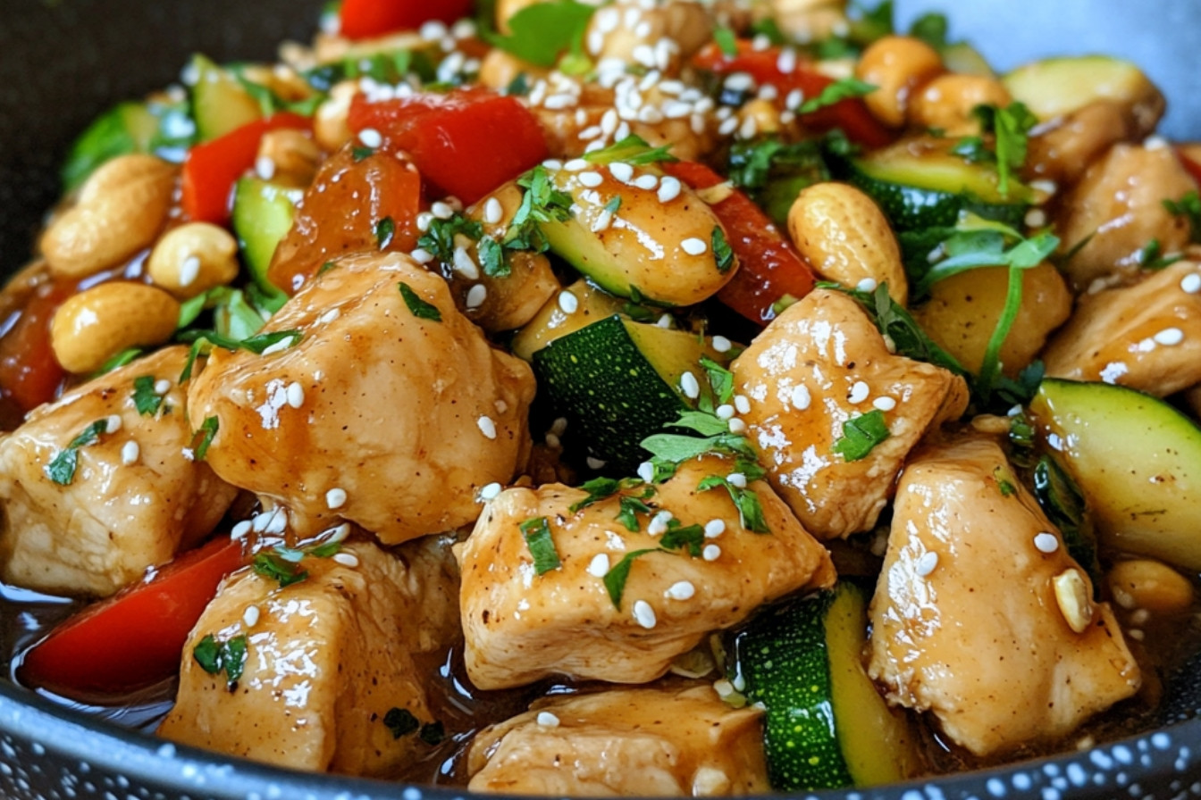Casserole de boulettes de poulet et légumes sauce à l'arachide