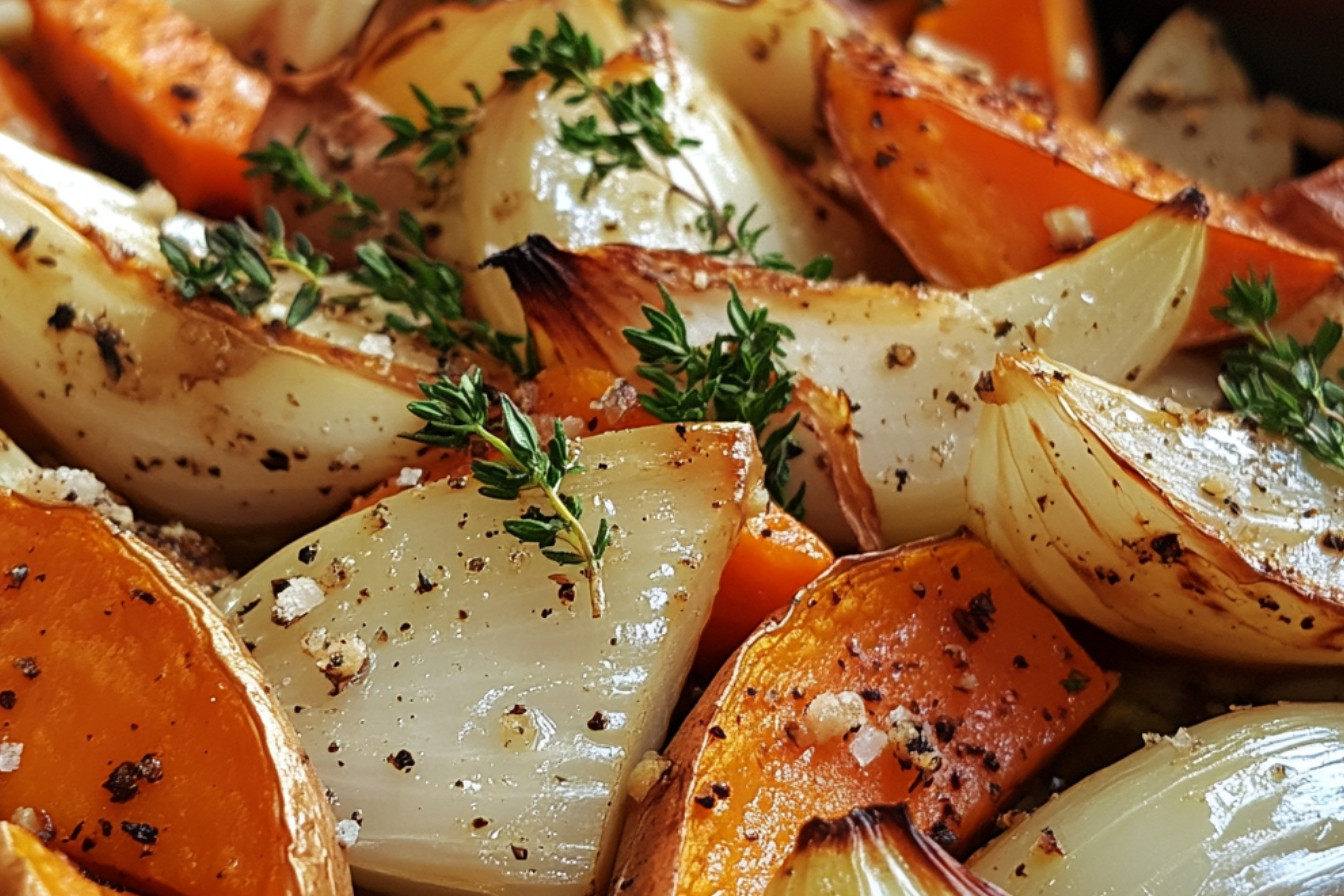 Endives, oignons et patates douces rôtis