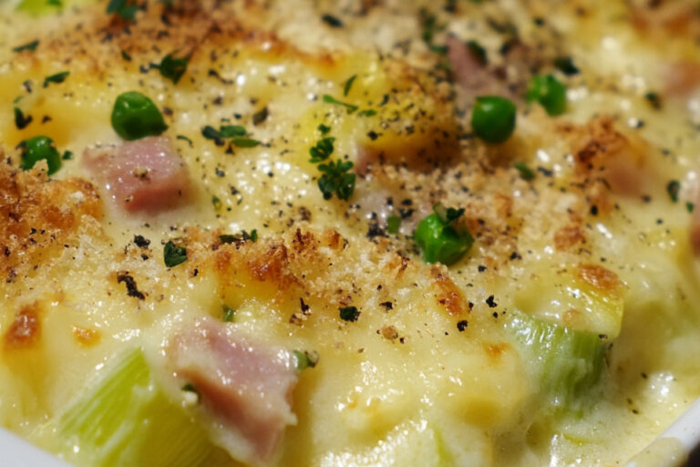 Gratin de poireaux au jambon