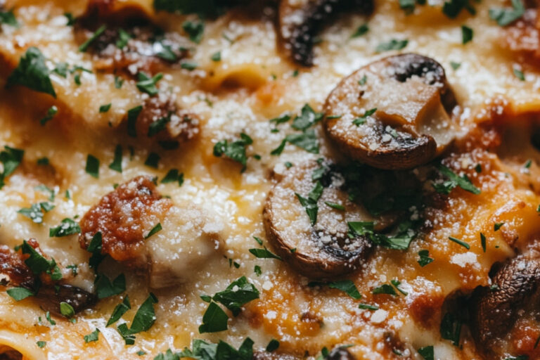 Lasagne à la chair à saucisse et aux champignons