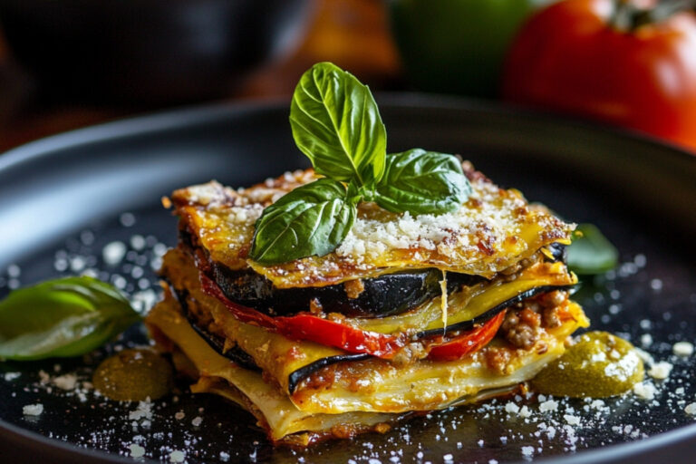 Lasagnes de légumes grillés à l'agneau