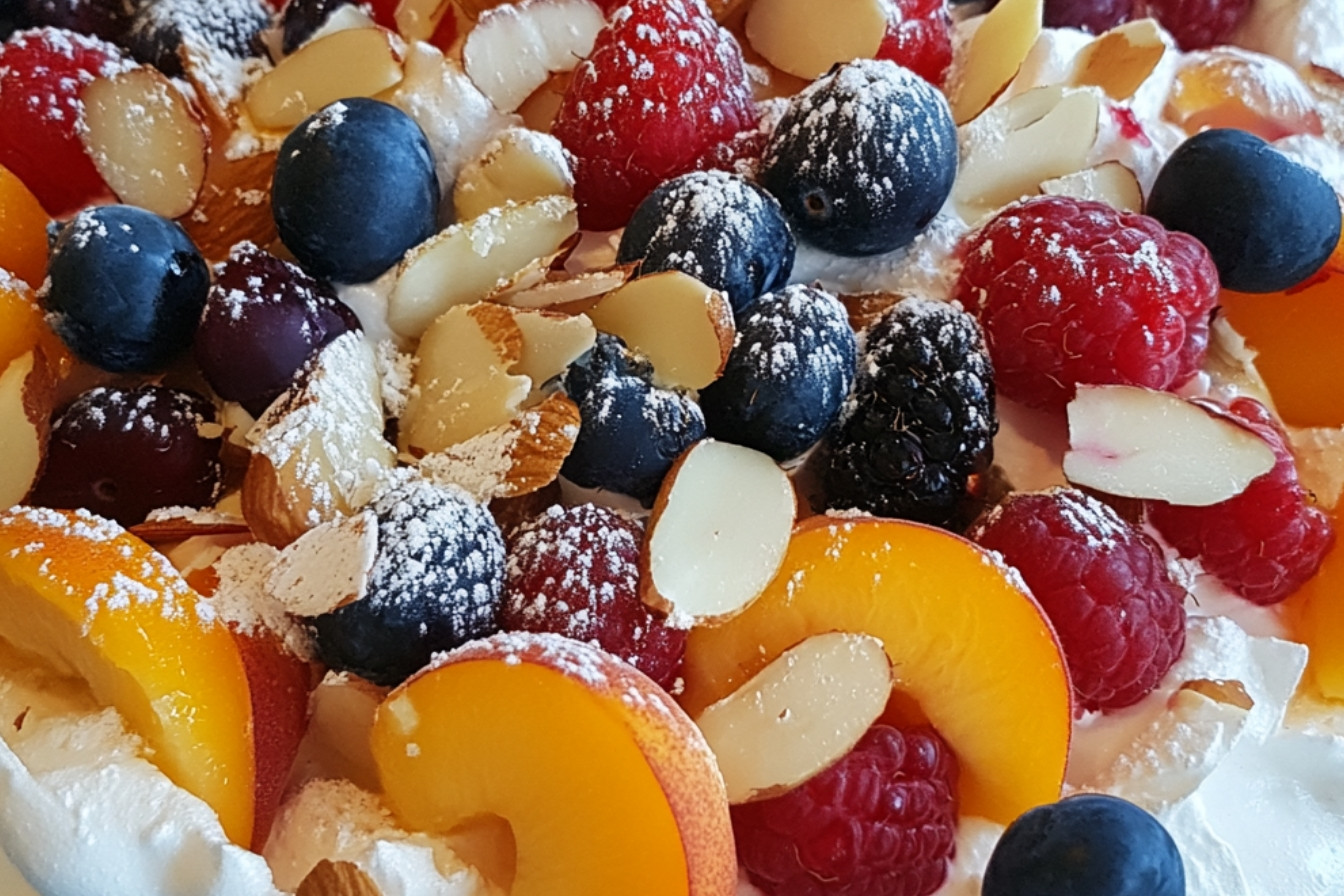 Minis pavlovas aux fruits d'été et à la crème d'amande