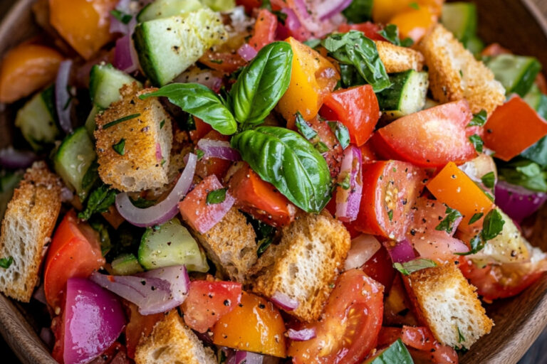 Panzanella, salade aux légumes d'été et au pain