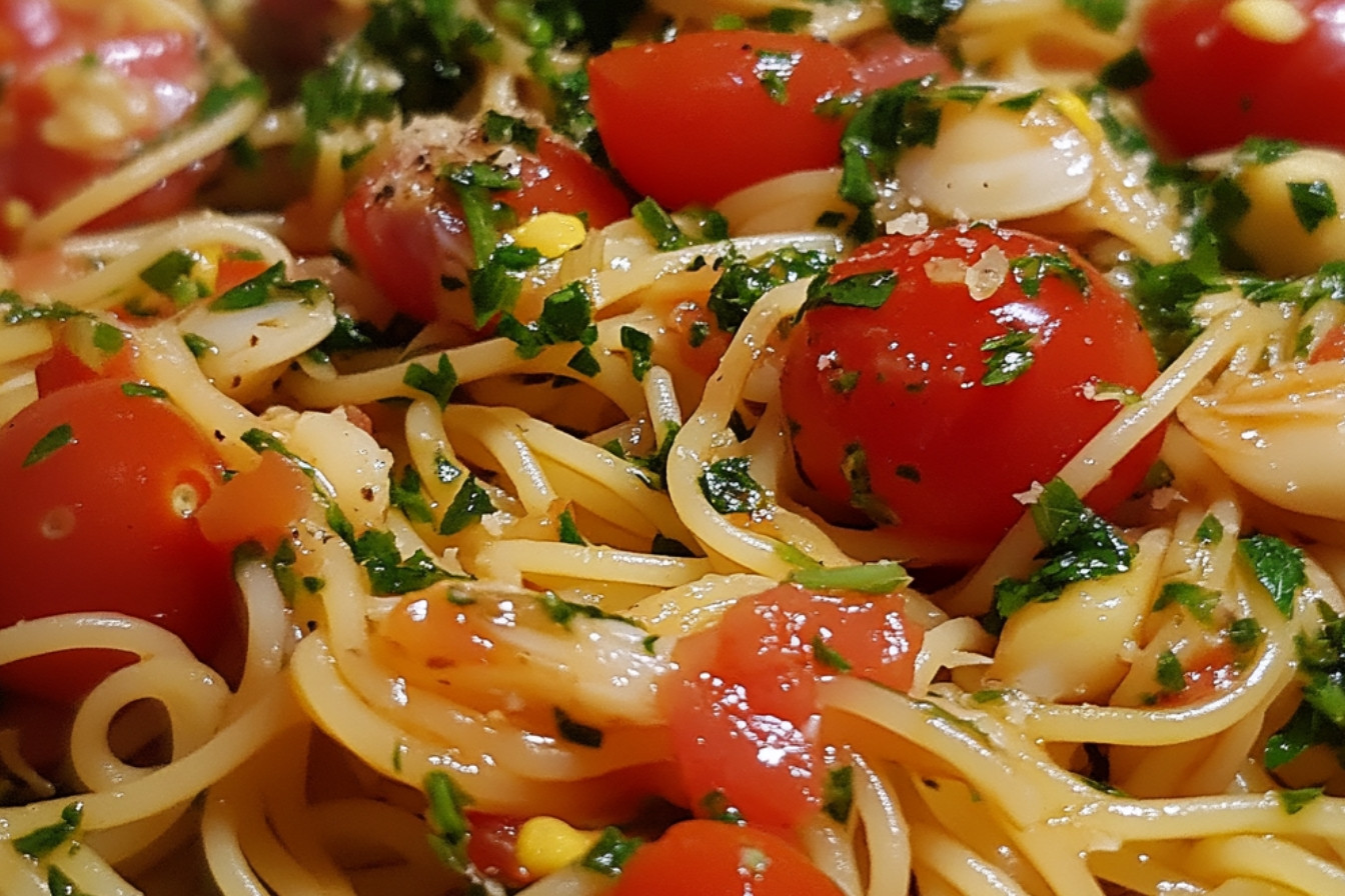 Pâtes aux fruits de mer et tomates fraîches