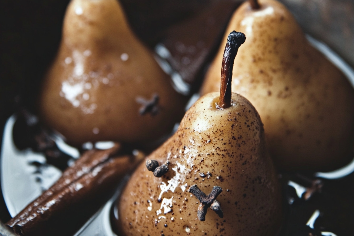 Poires pochées au chocolat