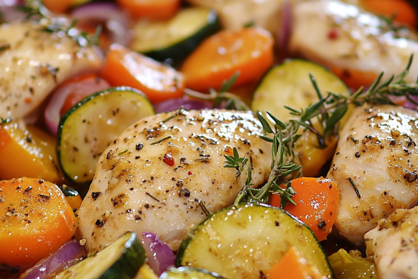 Poulet et légumes d'été au four