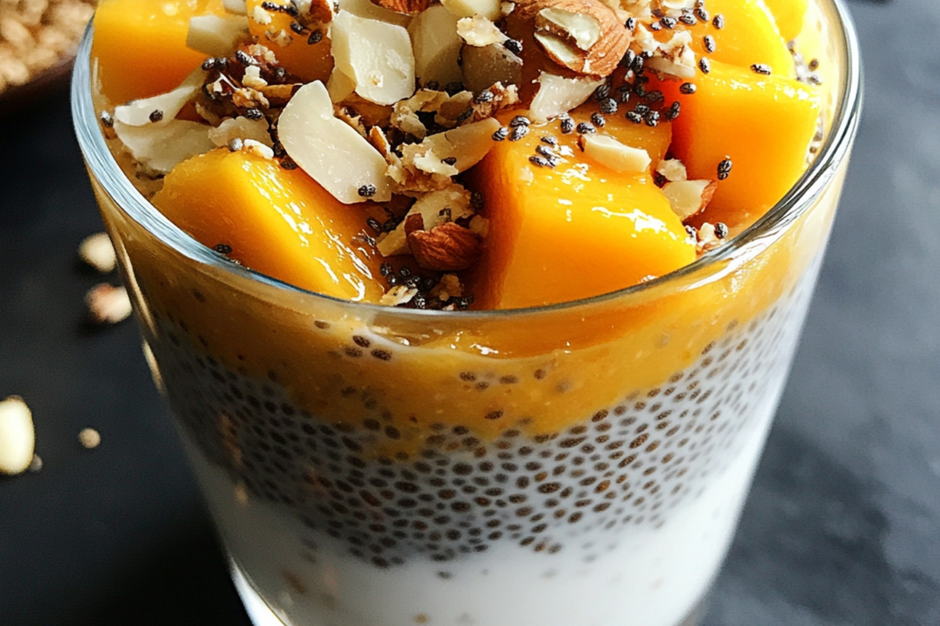 Pudding mangue-chia au muesli