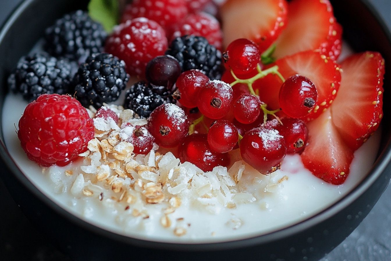 Riz au lait de coco et fruits rouges