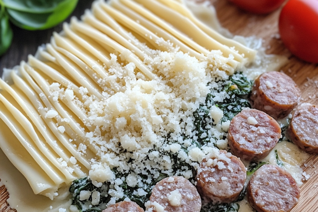 Roulés de lasagne aux saucisses