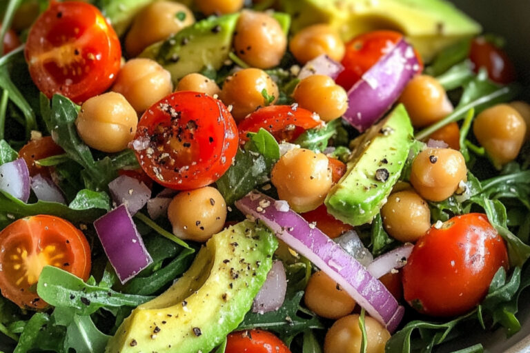 Salade roquette avocat pois chiches