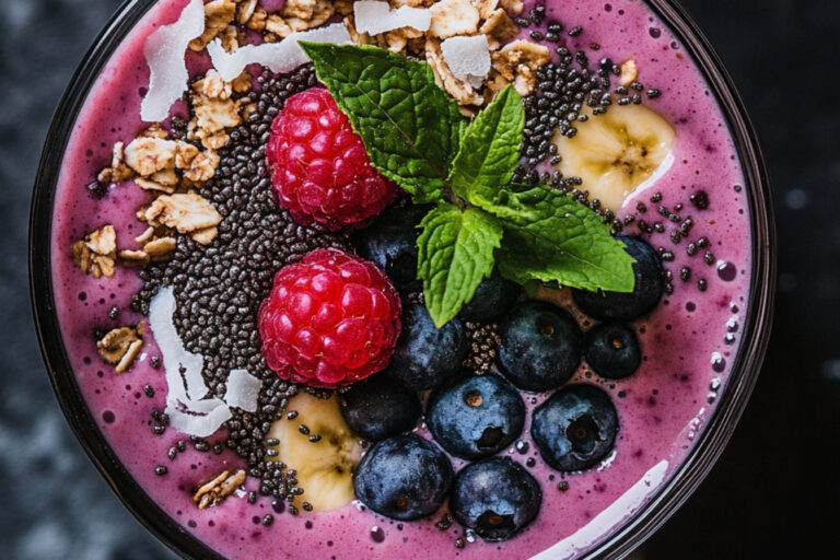 Smoothie bowl aux baies triple.