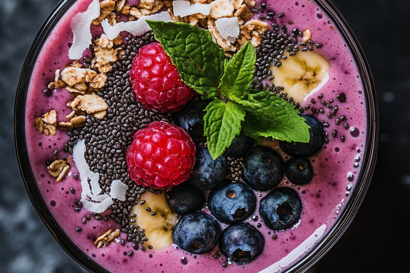 Smoothie bowl aux baies triple.