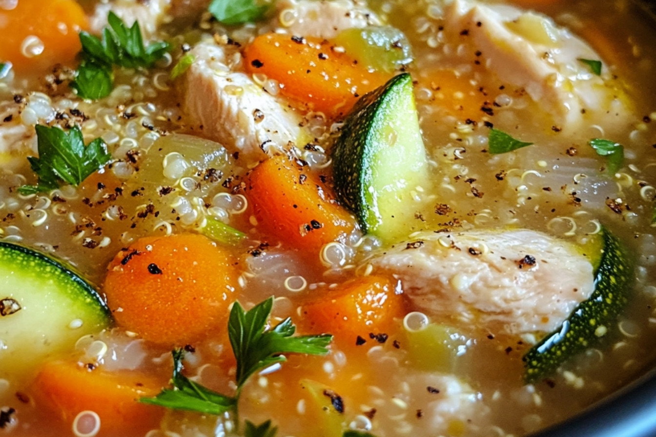 Soupe au poulet et quinoa gourmet