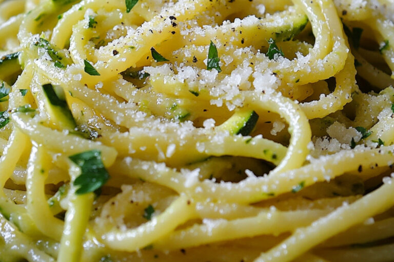 Spaghettis à la crème de courgette