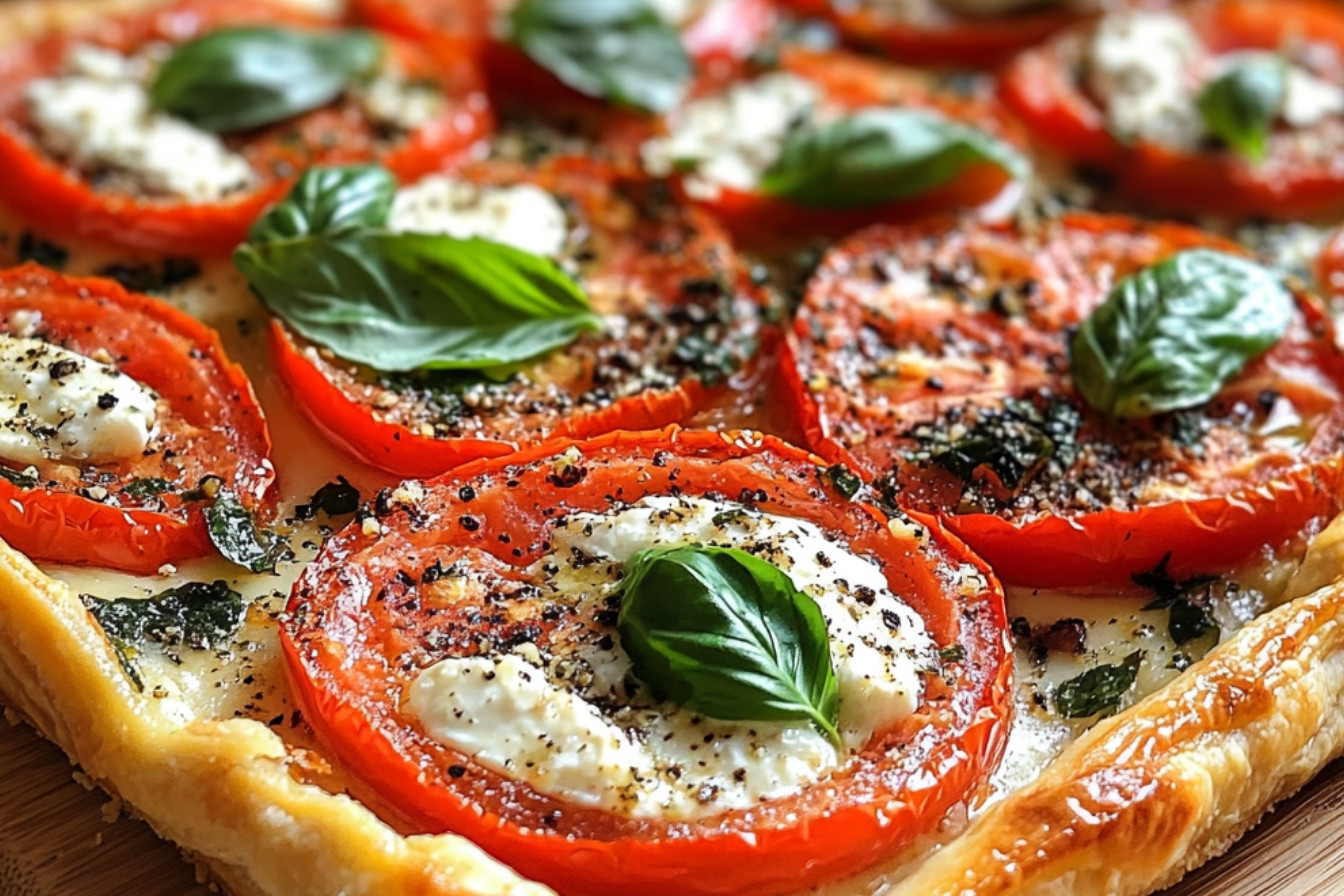 Tarte salée aux tomates, chèvre et basilic