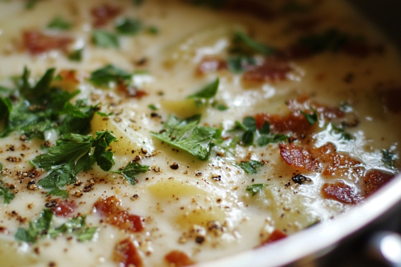 Velouté de poireaux aux lardons