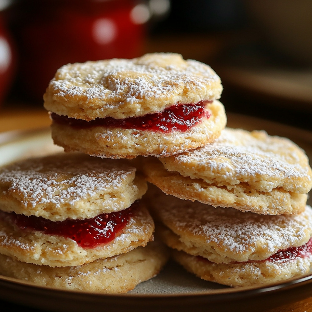 Biscuits à la confiture de framboises