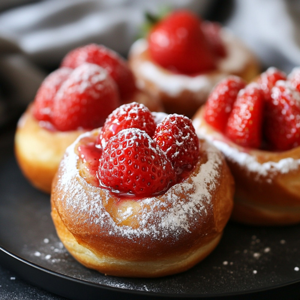 Brioches beignes à la fraise