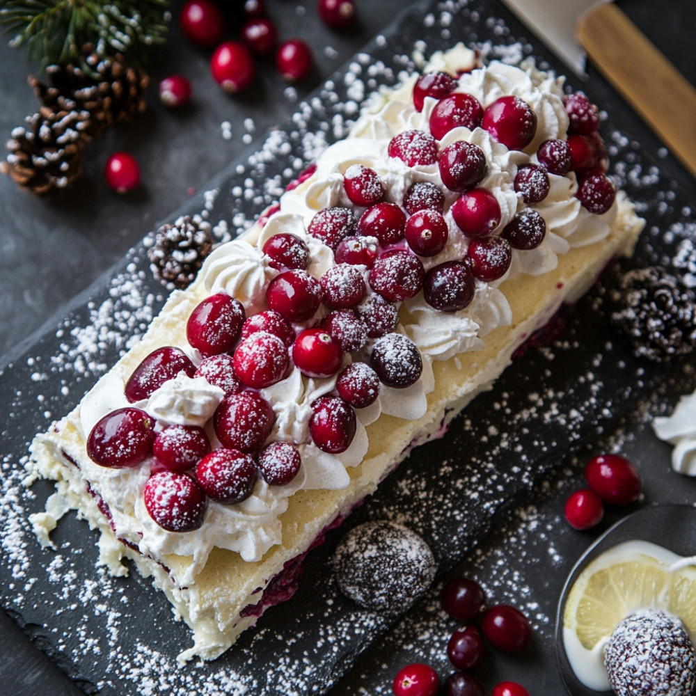 Bûche Carrée aux Canneberges