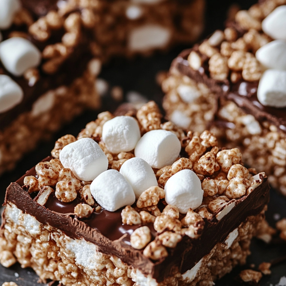 Carrés aux Rice Krispies trempés dans le chocolat