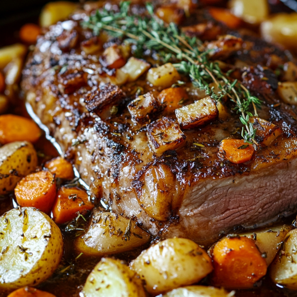 Le rôti avec patates et carottes de grand-maman