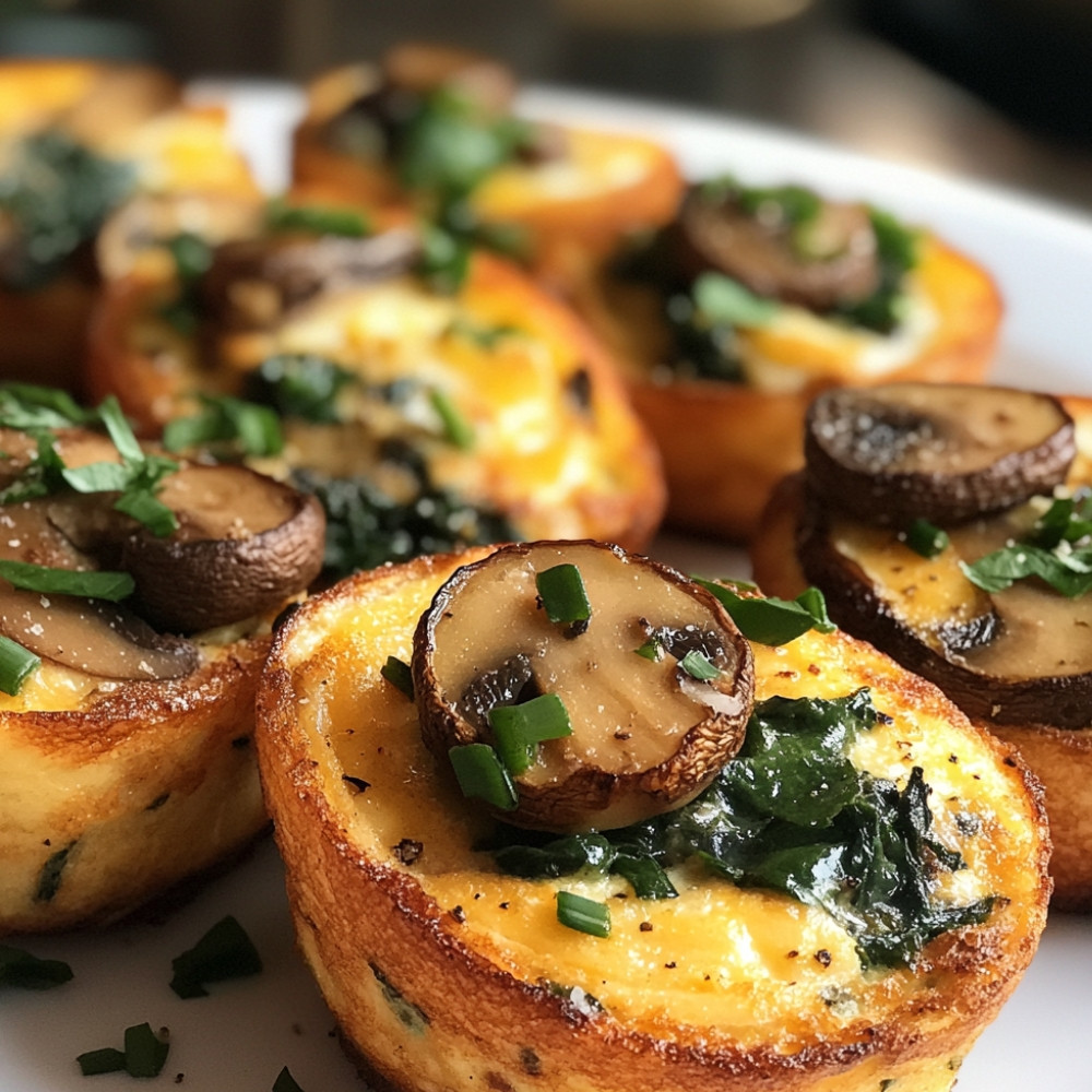 Omelettes muffins aux épinards et champignons