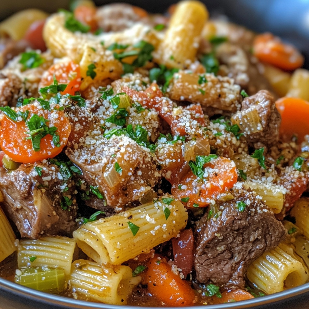 Pâtes au bœuf effiloché