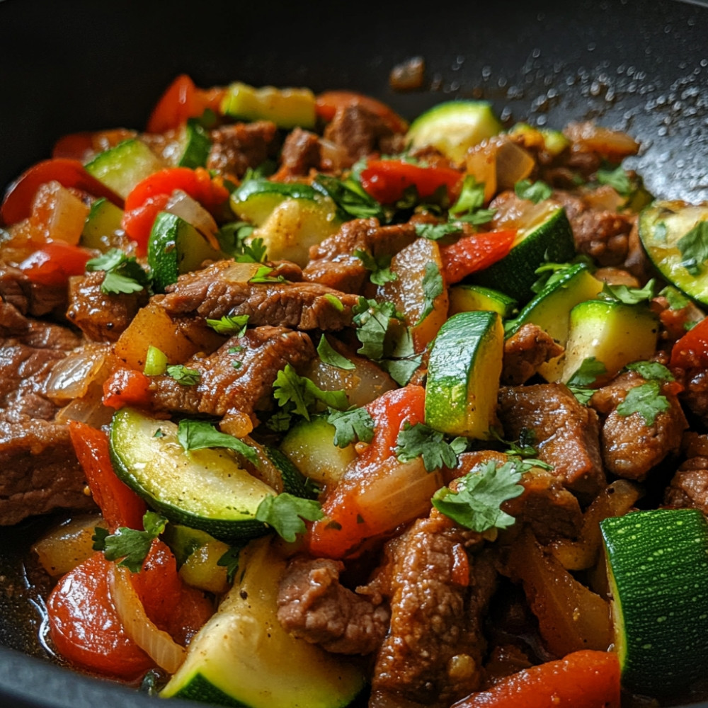 Poêlée de boeuf et courgettes à la mexicaine