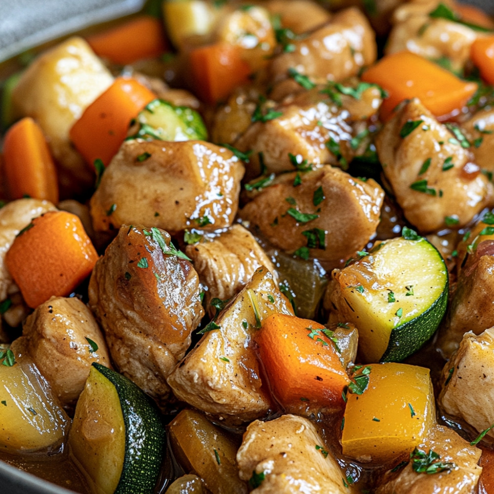 Poulet et légumes dans une sauce miel et ail à la mijoteuse