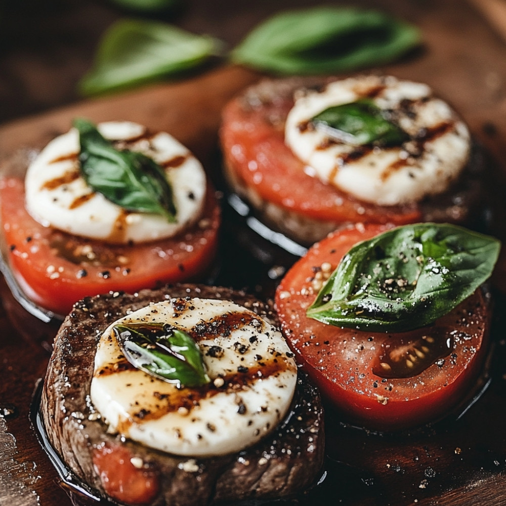 Steaks tomates et mozzarella à la caprese