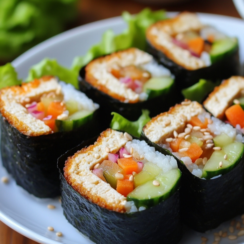 Sushis sandwichs au tofu croustillant