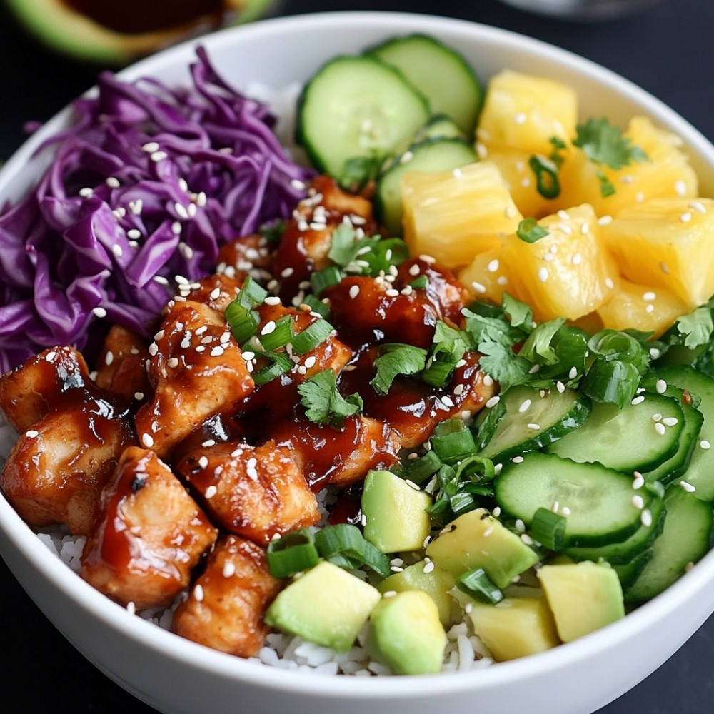 Poke bowl de poulet barbecue à l'hawaïenne