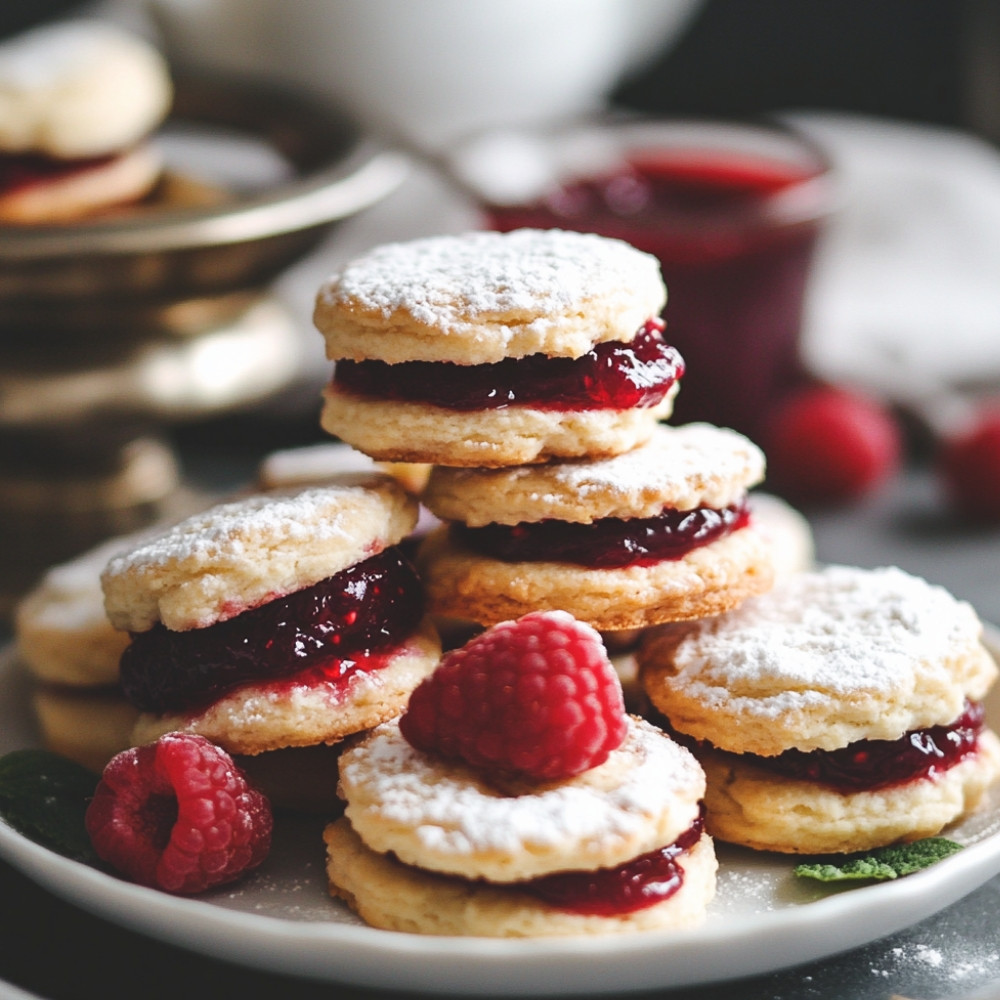 Biscuits à la confiture de framboises