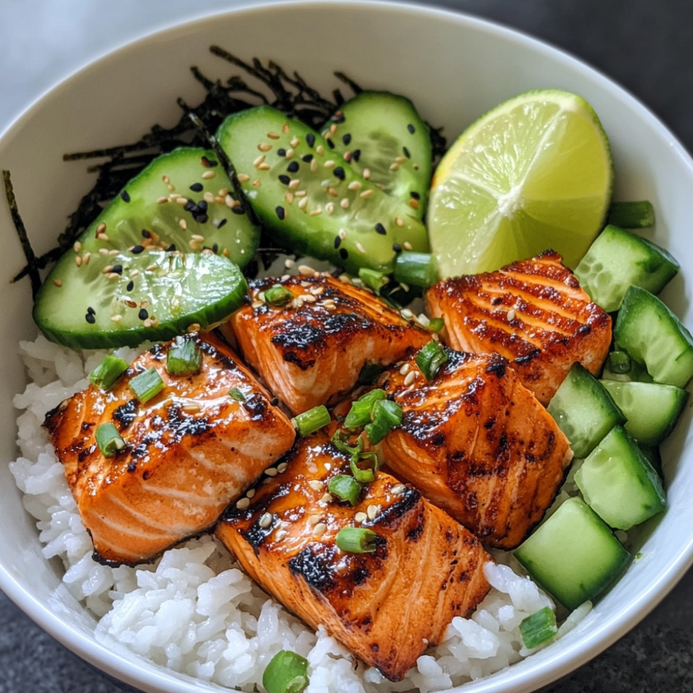 Bowl de saumon, concombre et avocat