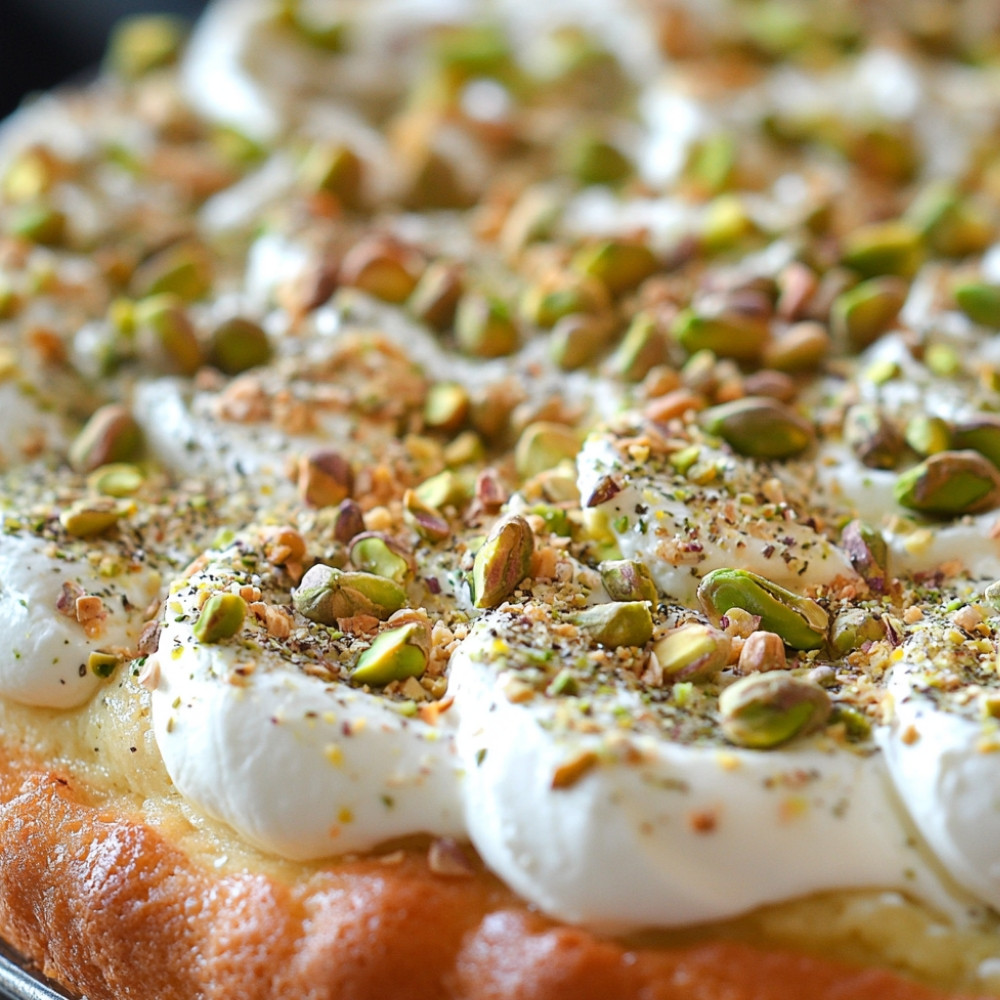 Gâteau aux pistaches avec glaçage au fromage à la crème