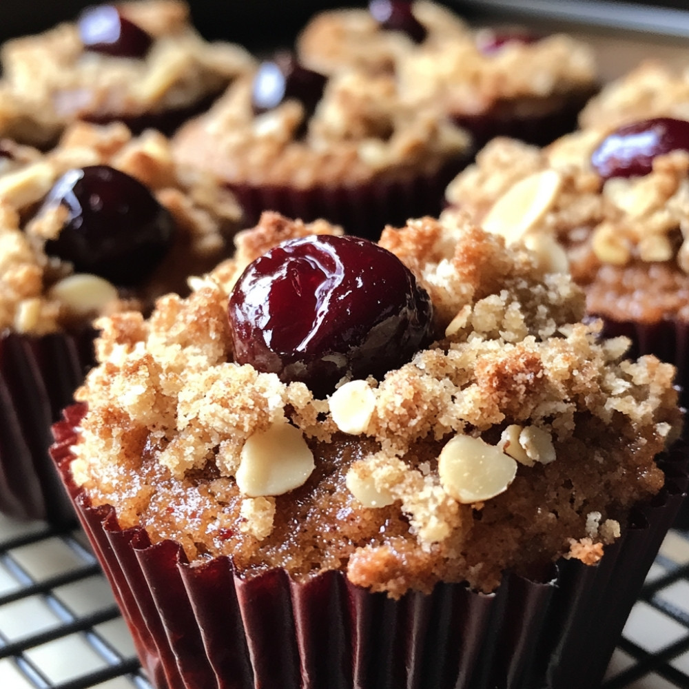 Muffins aux amandes et cerises crumble à l'érable