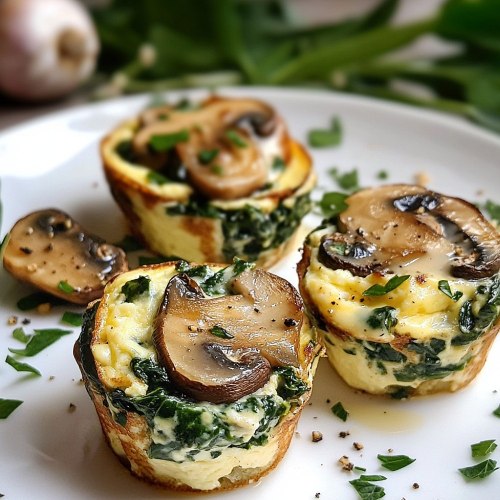 Omelettes muffins aux épinards et champignons