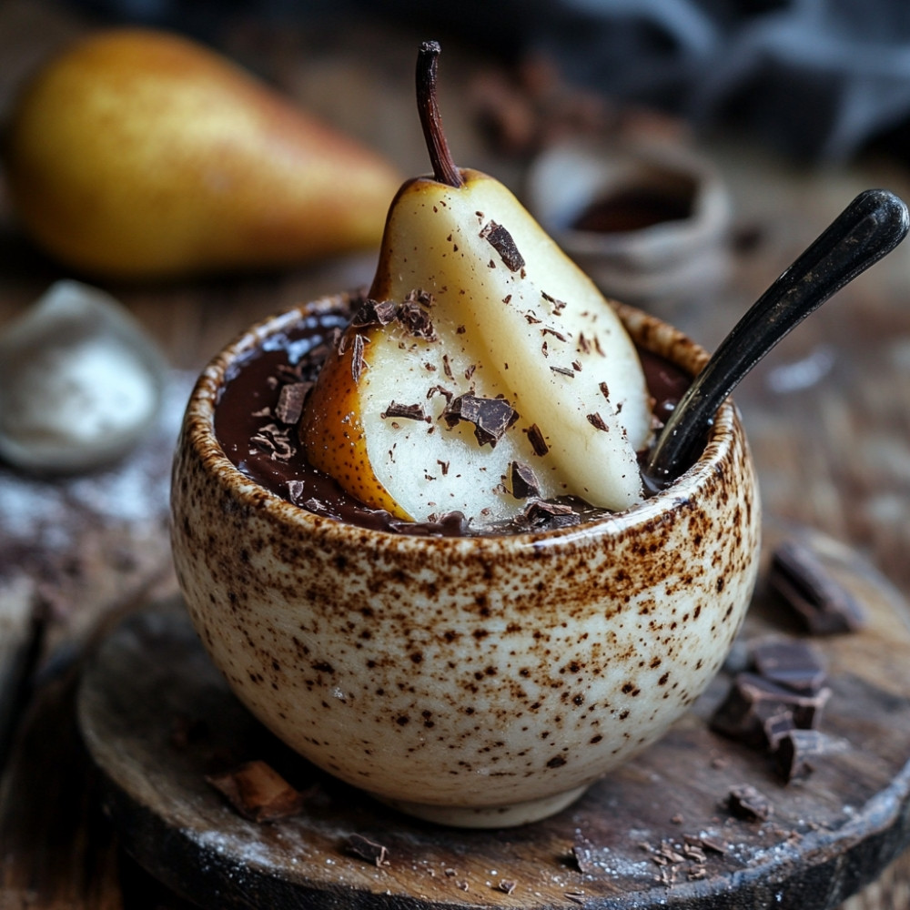 Pain choco-poire dans une tasse